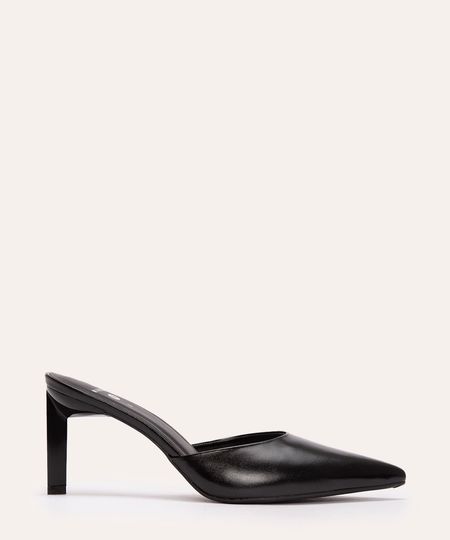 scarpin bico fino salto alto geométrico mindset preto 34