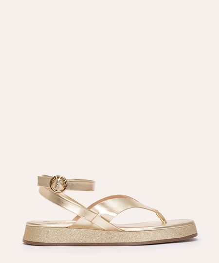 sandália flatform de dedo via uno dourada 34