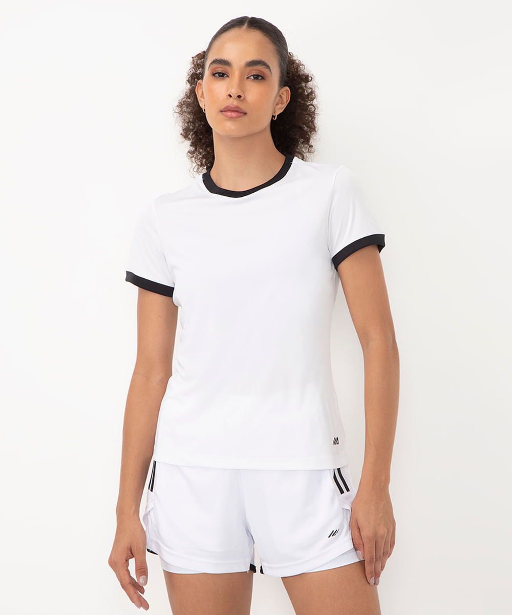 camiseta com contraste manga curta esportiva ace branco