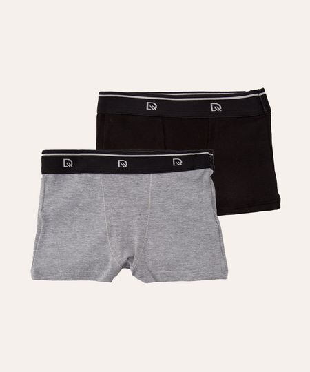 kit de 2 cuecas boxer de algodão infantil colorido M