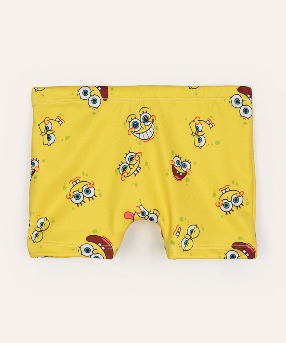 sunga boxer infantil bob esponja proteção uv amarela