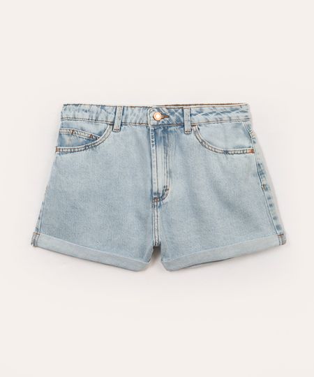 short jeans juvenil com bolsos azul claro 10