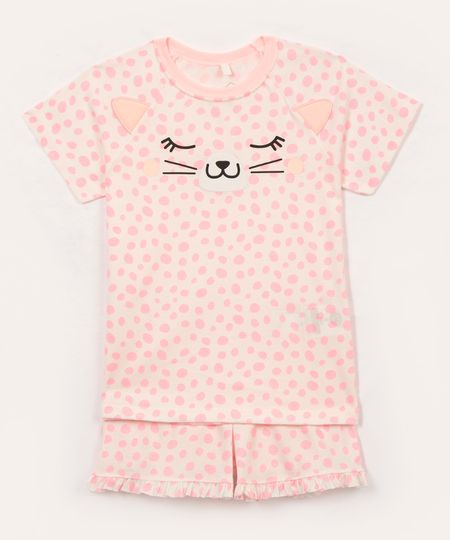pijama de algodão infantil oncinha manga curta off white 10