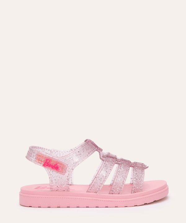 sandália infantil barbie fashionista com glitter grendene rosa 17-18