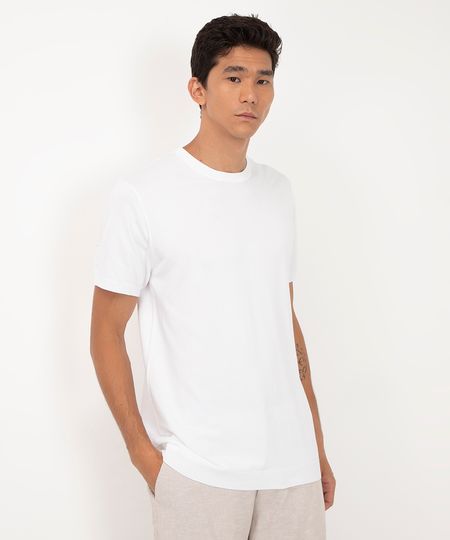 camiseta tricot leve manga curta branco P