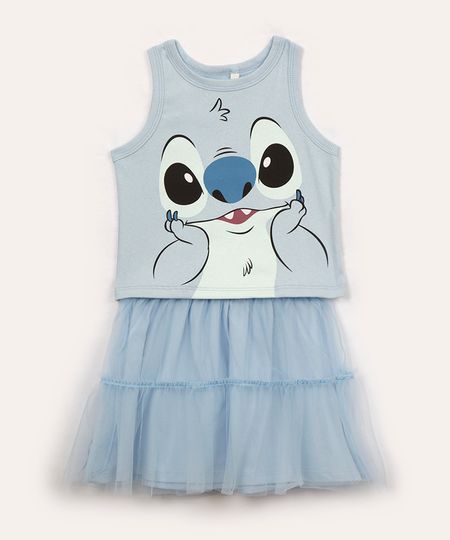 conjunto infantil stitch saia de tule azul 6 conjunto infantil stitch saia de tule azul 6
