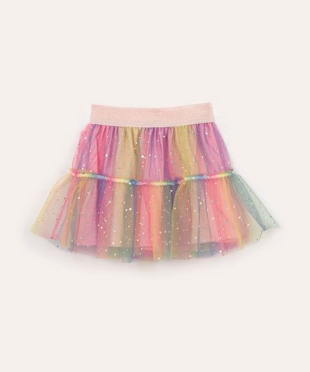 saia infantil de tule tie dye com brilho colorido 4