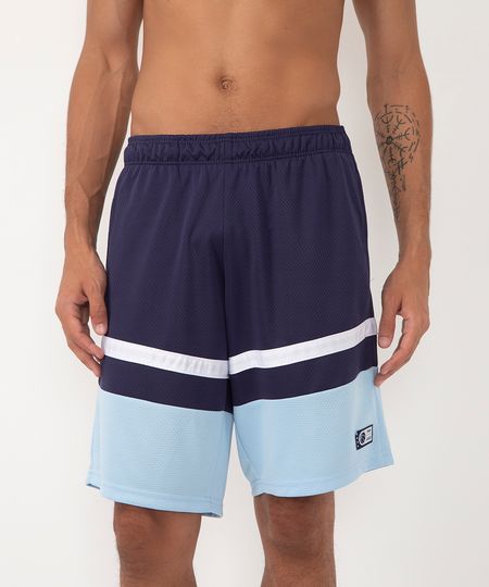 bermuda long com barra contrastante esportiva ace azul marinho P