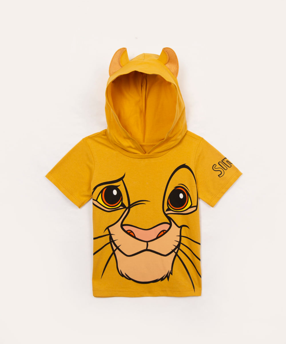 camiseta de algodão infantil simba manga curta amarelo