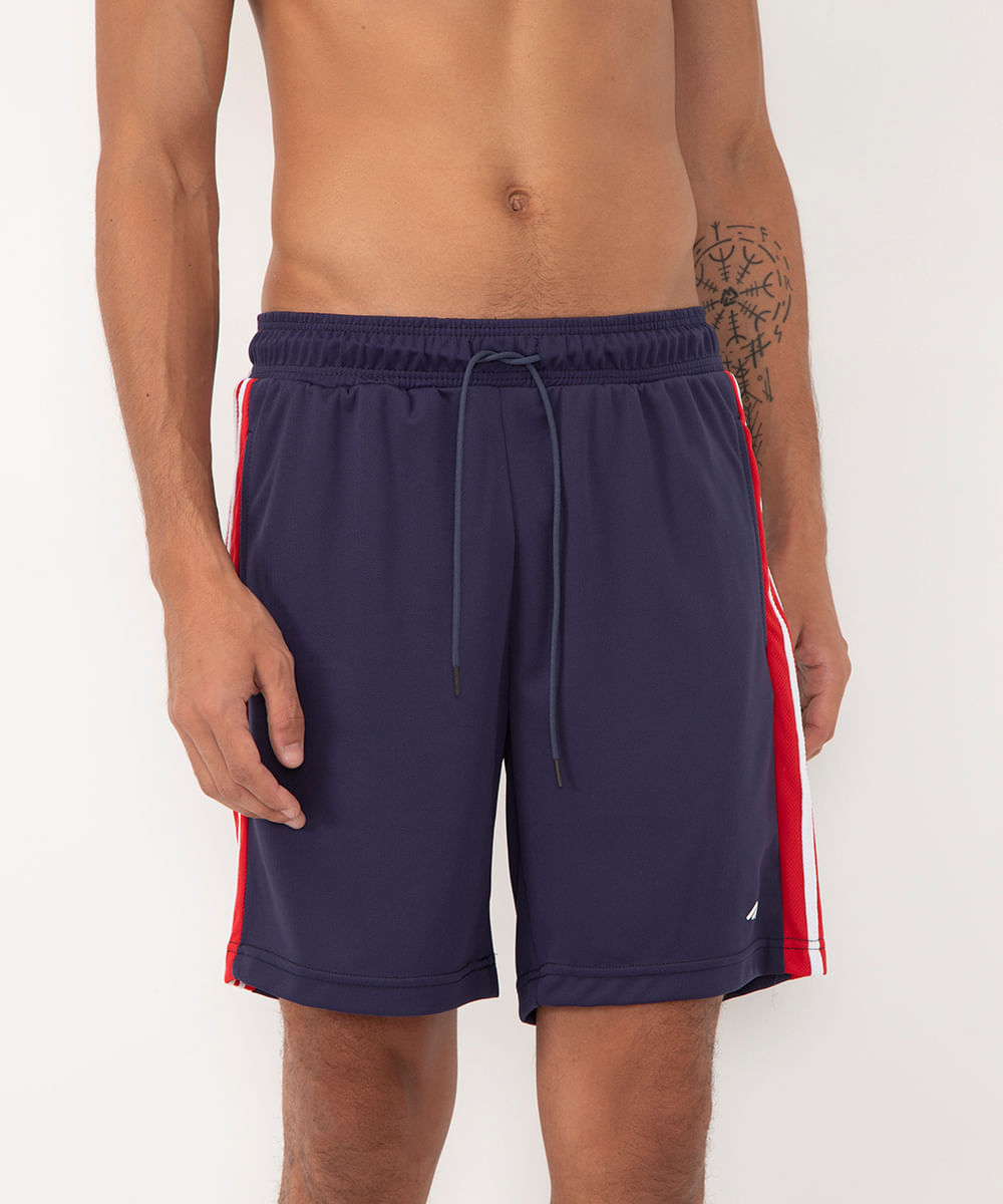 bermuda reta basquete esportivo ace azul