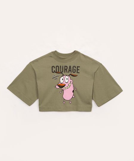 cropped de algodão infantil courage verde militar 10