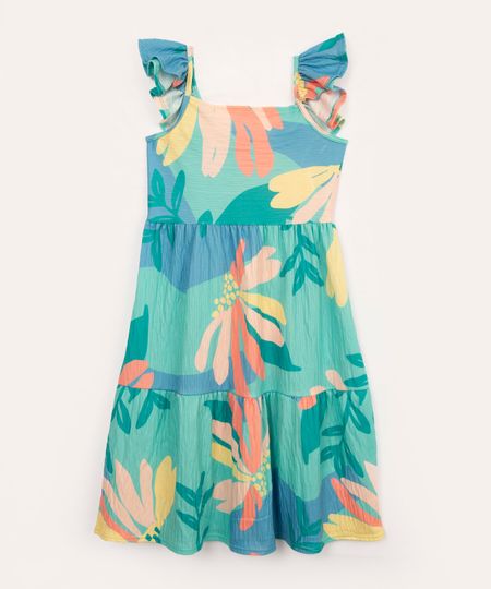 vestido infantil floral com recortes colorido 4
