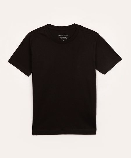 camiseta de algodão infantil manga curta preta 6