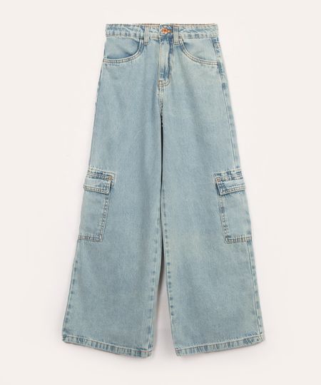 calça jeans widi leg cargo juvenil azul claro 14
