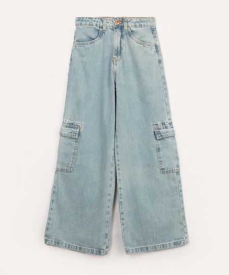 calça jeans widi leg cargo juvenil azul claro 10