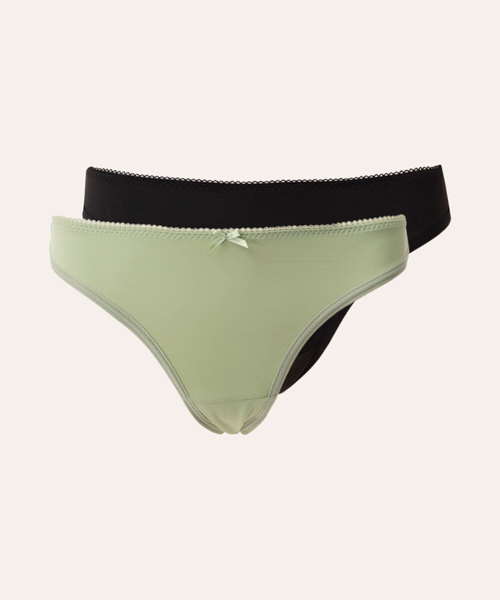 kit de 2 calcinhas de poliamida fio duplo colorido