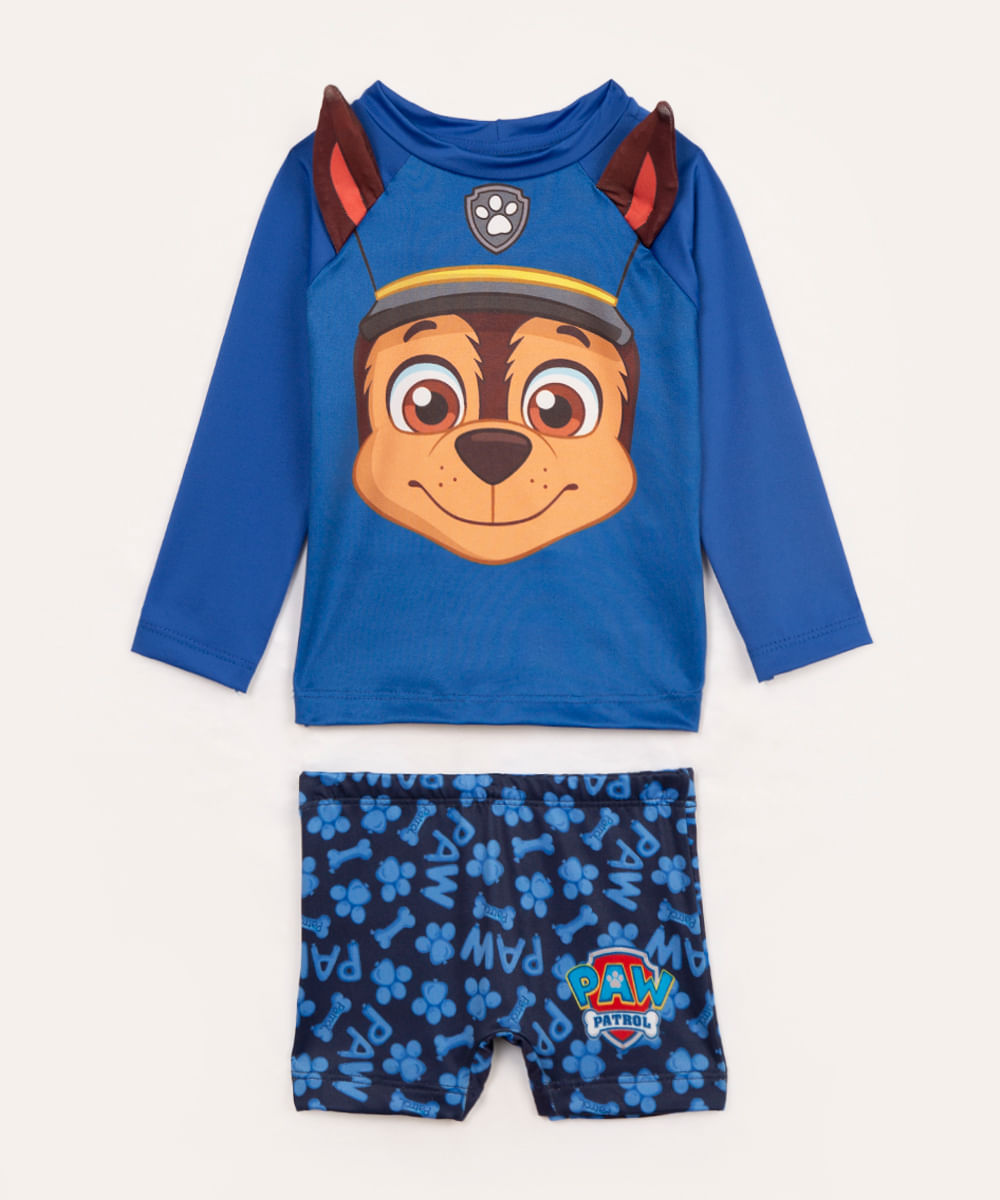 conjunto de praia infantil patrulha canina azul