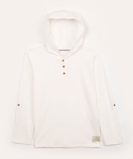 camiseta de algodão juvenil com capuz branco 12