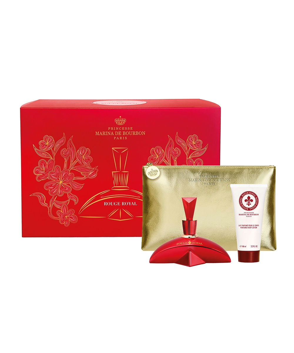 coffret kit marina de bourbon rouge royal com brinde body lotion e necessaire