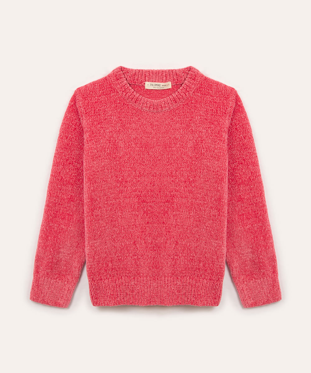 suéter infantil de tricot rosa