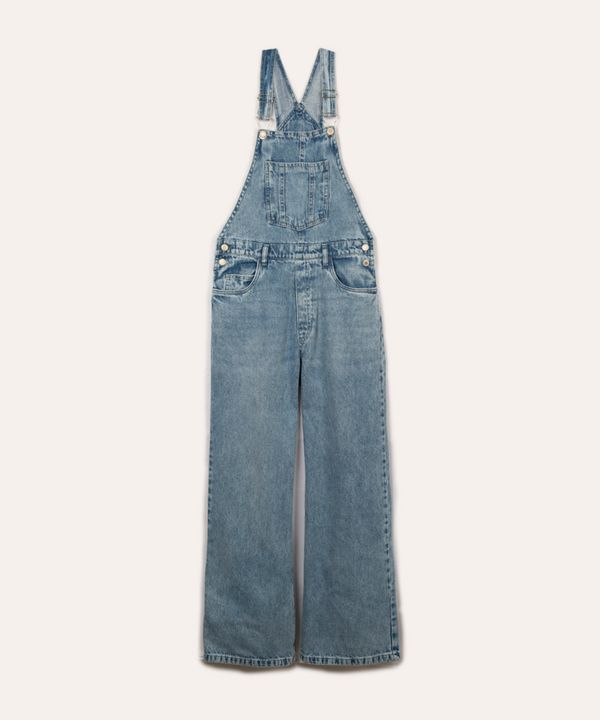 jardineira jeans juvenil com bolso azul 16