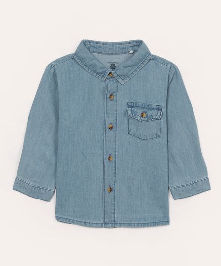 camisa jeans infantil - JEANS MEDIO 0-3