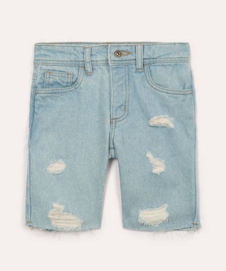 bermuda jeans infantil destroyed ciclos azul 4