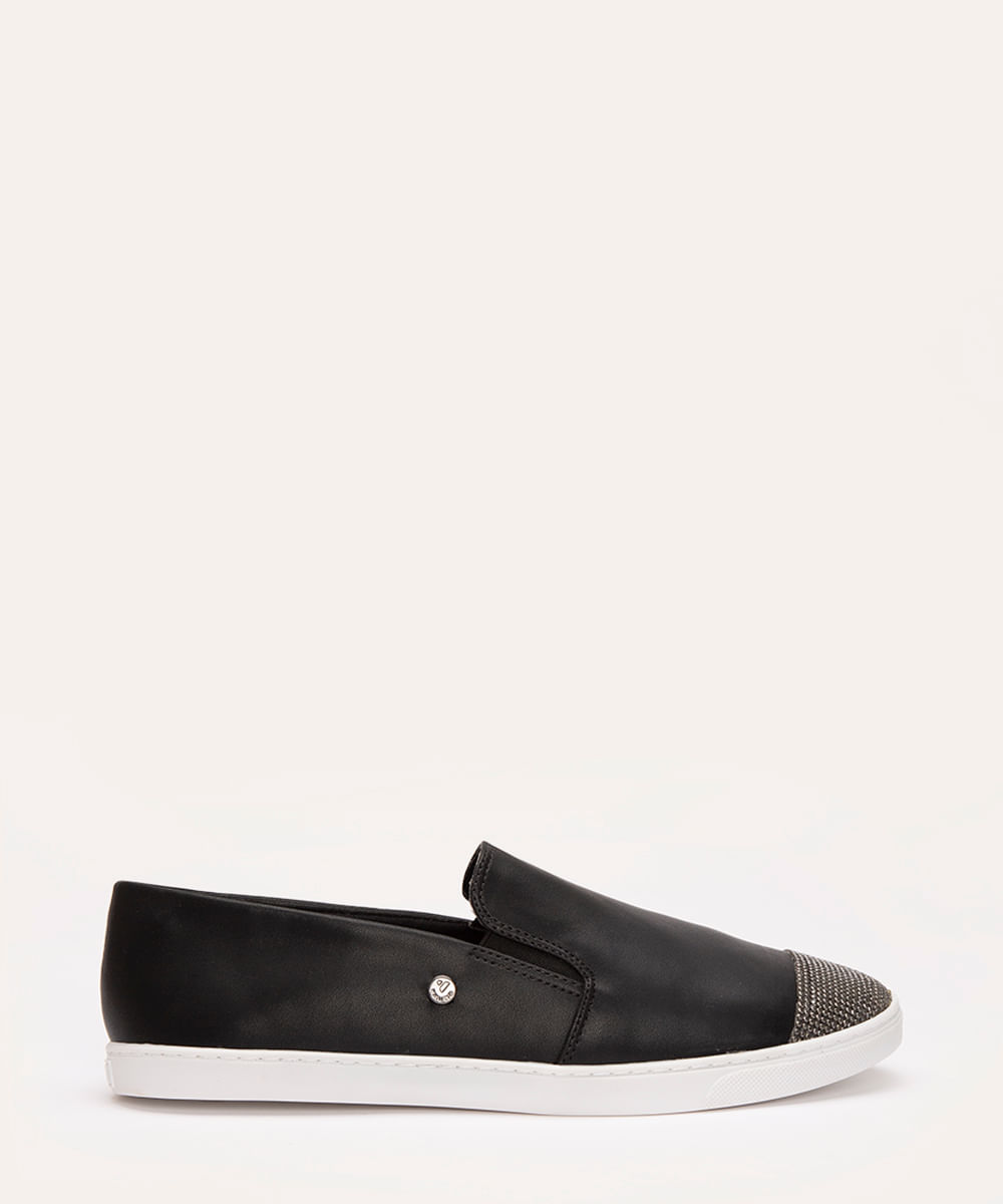 tênis slip on com strass via uno preto