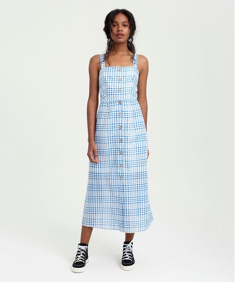 Vestido-Midi-Xadrez-com-Botoes-Azul-9258517-Azul_1