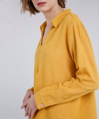 Camisa-Feminina-Oversized-Manga-Longa-Decote-V-Mostarda-9296967-Mostarda_6