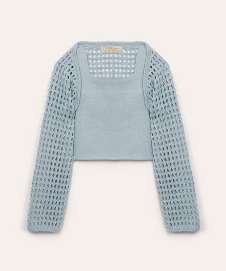 blusa com bolero de tricot infantil azul 4