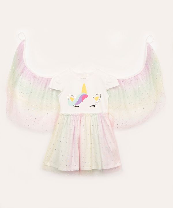 vestido infantil fantasia unicórnio colorido 8