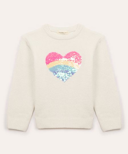 suéter infantil tricot coração off white 6
