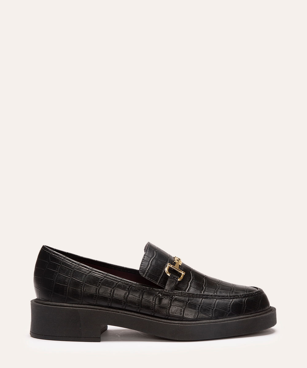 mocassim croco preto