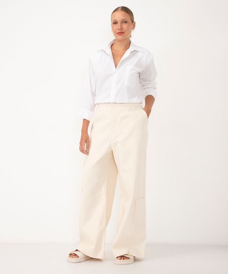 calça de sarja super wide leg cintura alta bff agatha 34
