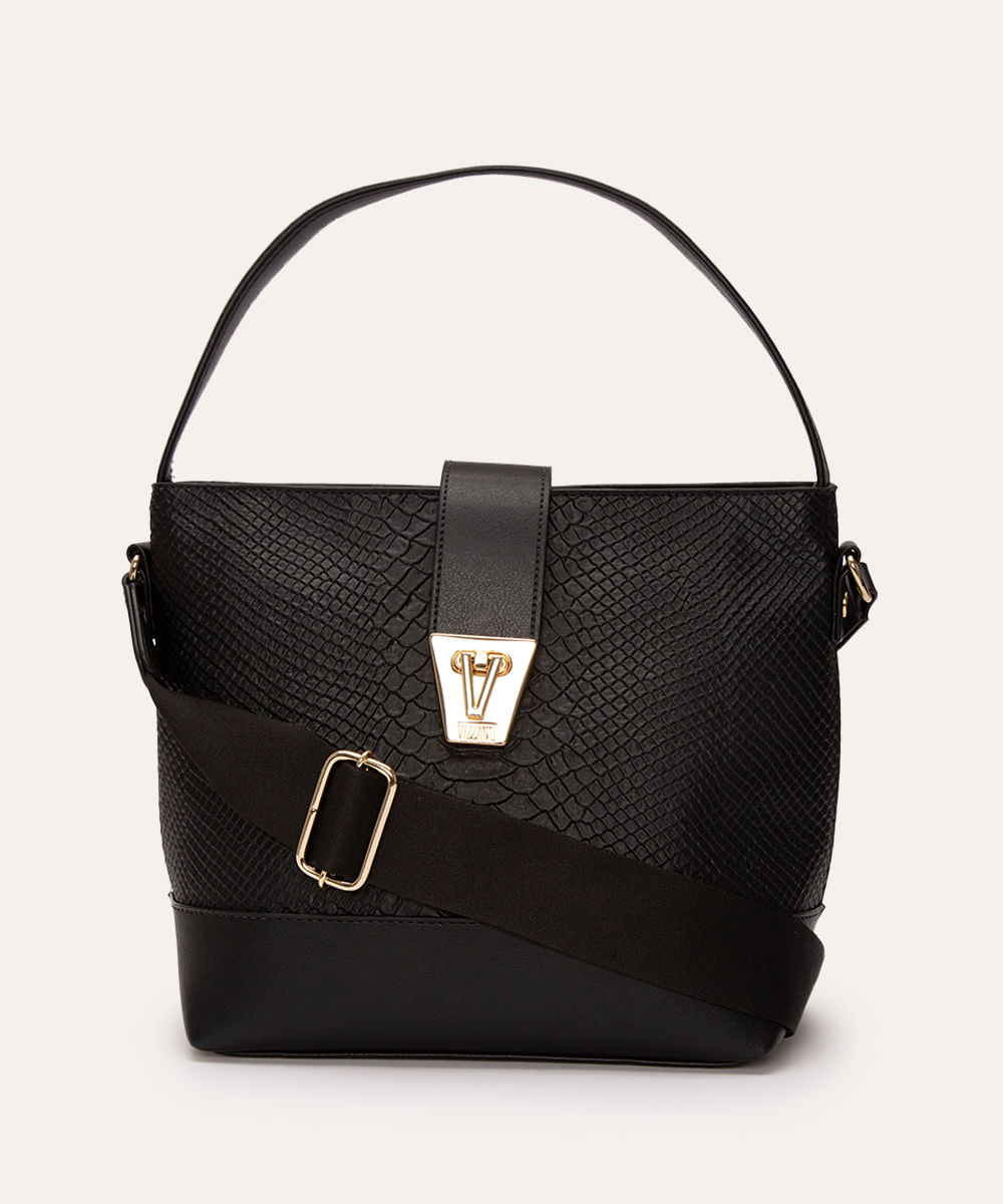 bolsa tote com alça vizzano preto