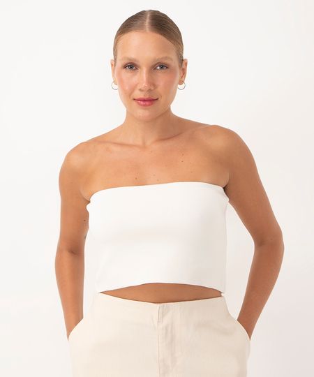 cropped de tricot sem alça bff agatha off white PP