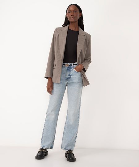 calça jeans reta cintura alta bff camila azul 34