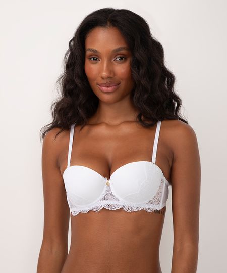 sutiã de renda com aro bojo e alças removíveis off white 42 sutiã de renda com aro bojo e alças removíveis off white 42