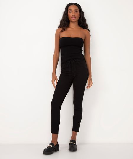 calça de sarja cigarrete cintura alta sawary preto 40 calça de sarja cigarrete cintura alta sawary preto 40