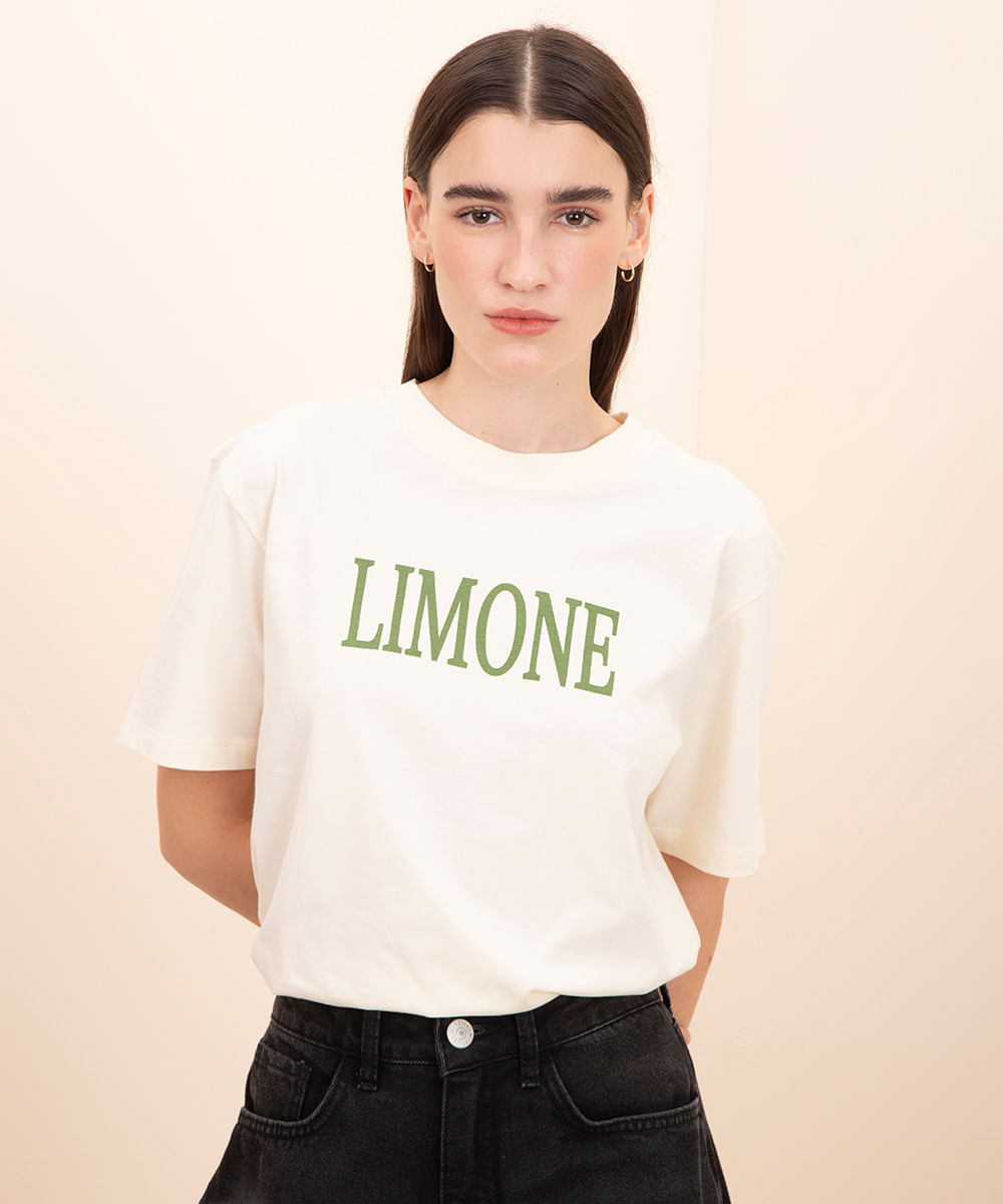 camiseta de algodão limone mindset off white