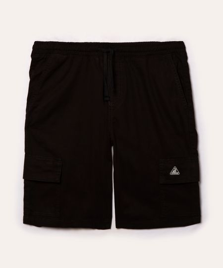 bermuda juvenil de sarja cargo com bolso preta 10