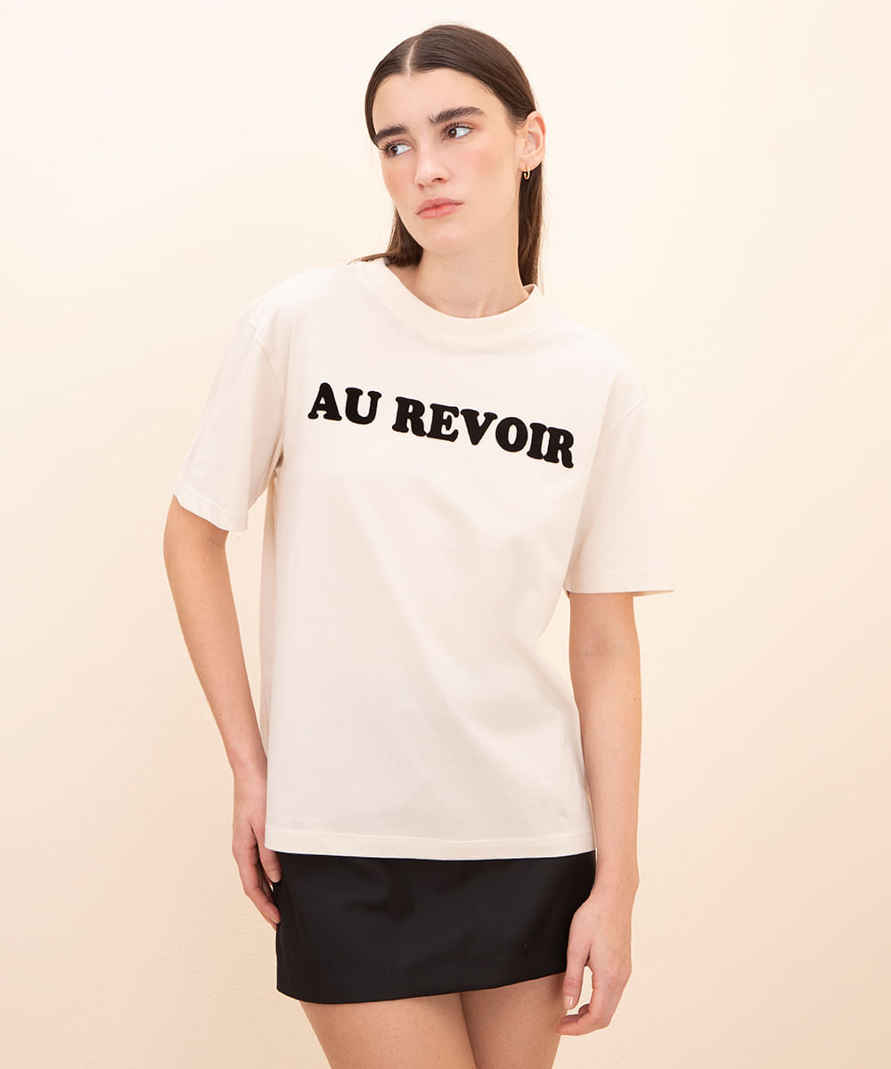 camiseta de algodão au revoir mindset bege