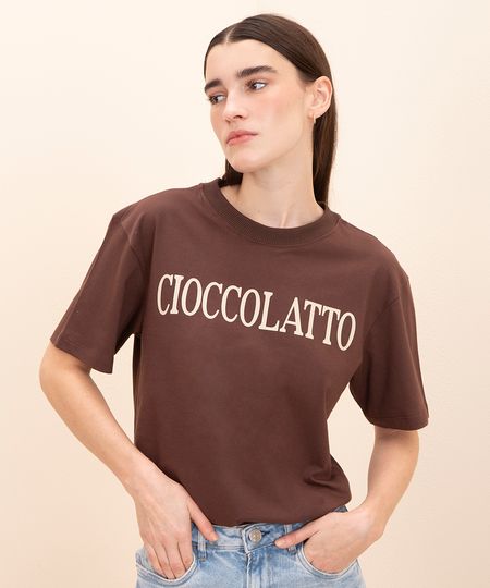 camiseta de algodão cioccolatto mindset marrom P