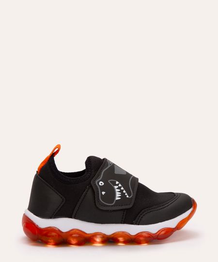 tênis infantil com velcro dinossauro preto 21