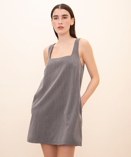 vestido curto risca de giz mindset cinza P