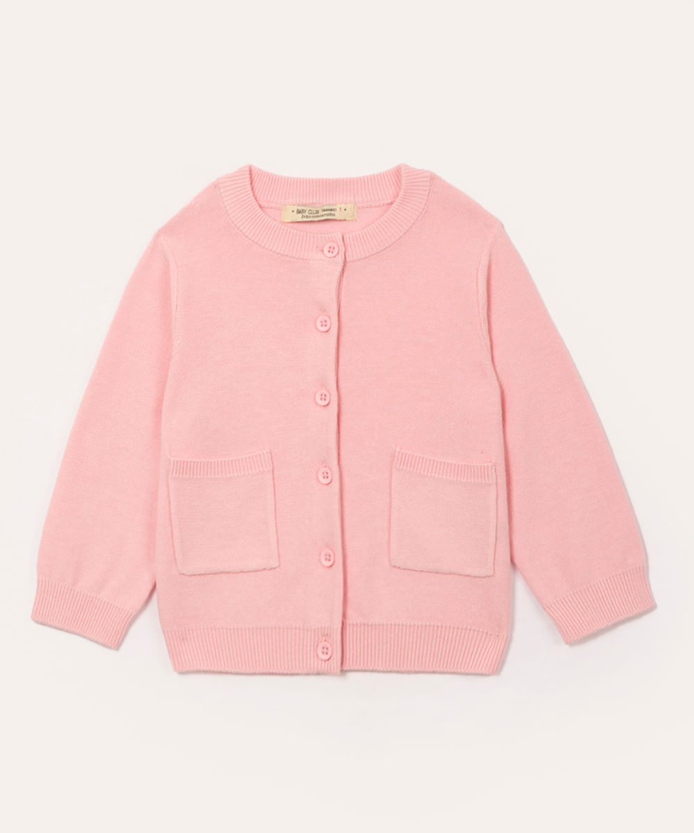 cardigan de tricot infantil rosa claro