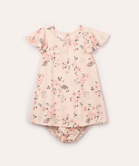 vestido floral infantil floral com calcinha rosa 6-9