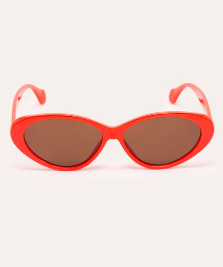 óculos de sol oval laranja UNICO