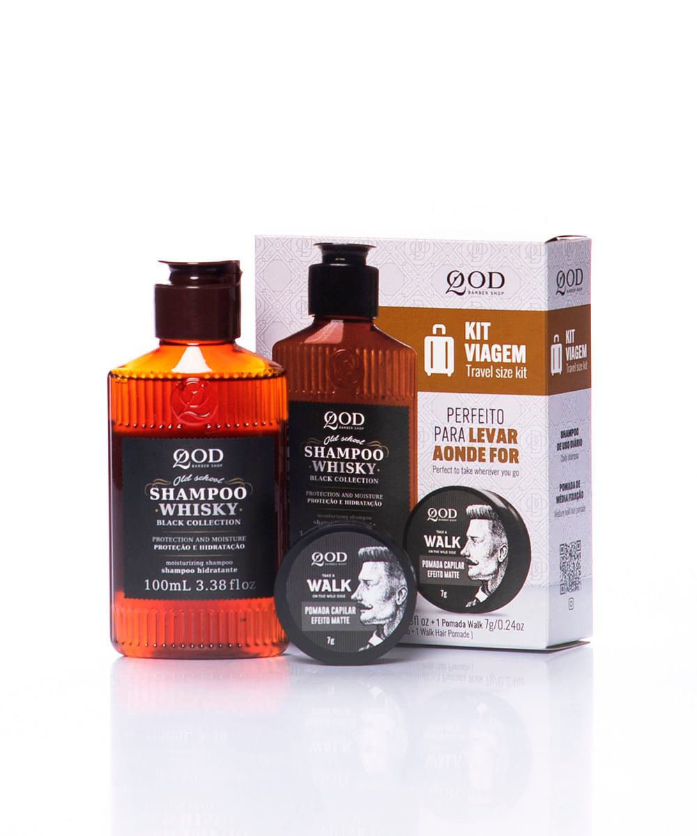 kit qbs travel shampoo whisky 100ml e pomada walk 7g